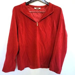 Doncaster XL Thick Red Pullover W Partial Zip Extra Large